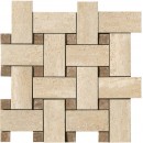 Travertini Polished Mosaic Weave Floor and Wall Tile 12X12 Cream (1 Piece) 
